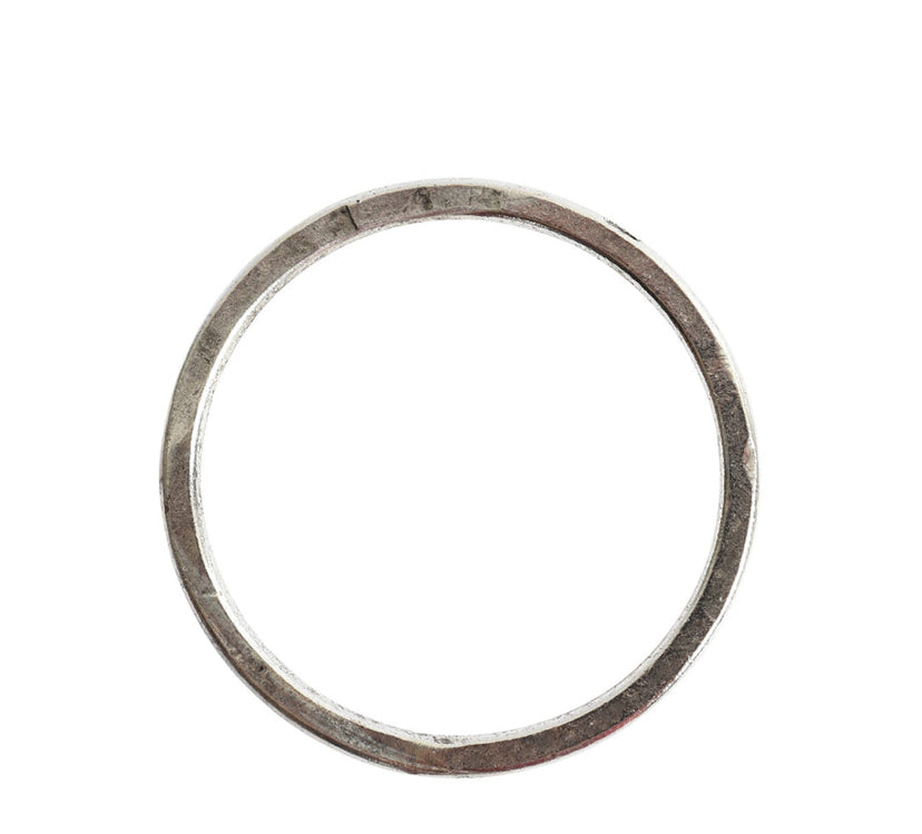Round Hoop, Large Circle, 35mm, Antique Silver, hammered metal