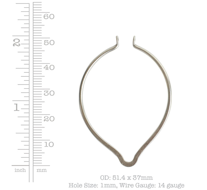 Sterling Silver (plated) Open oval point, metal, hoops