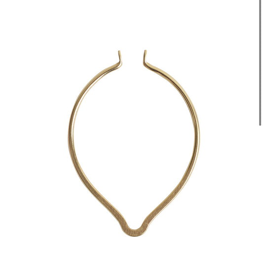 Antique gold metal, Open oval point, textured hoops