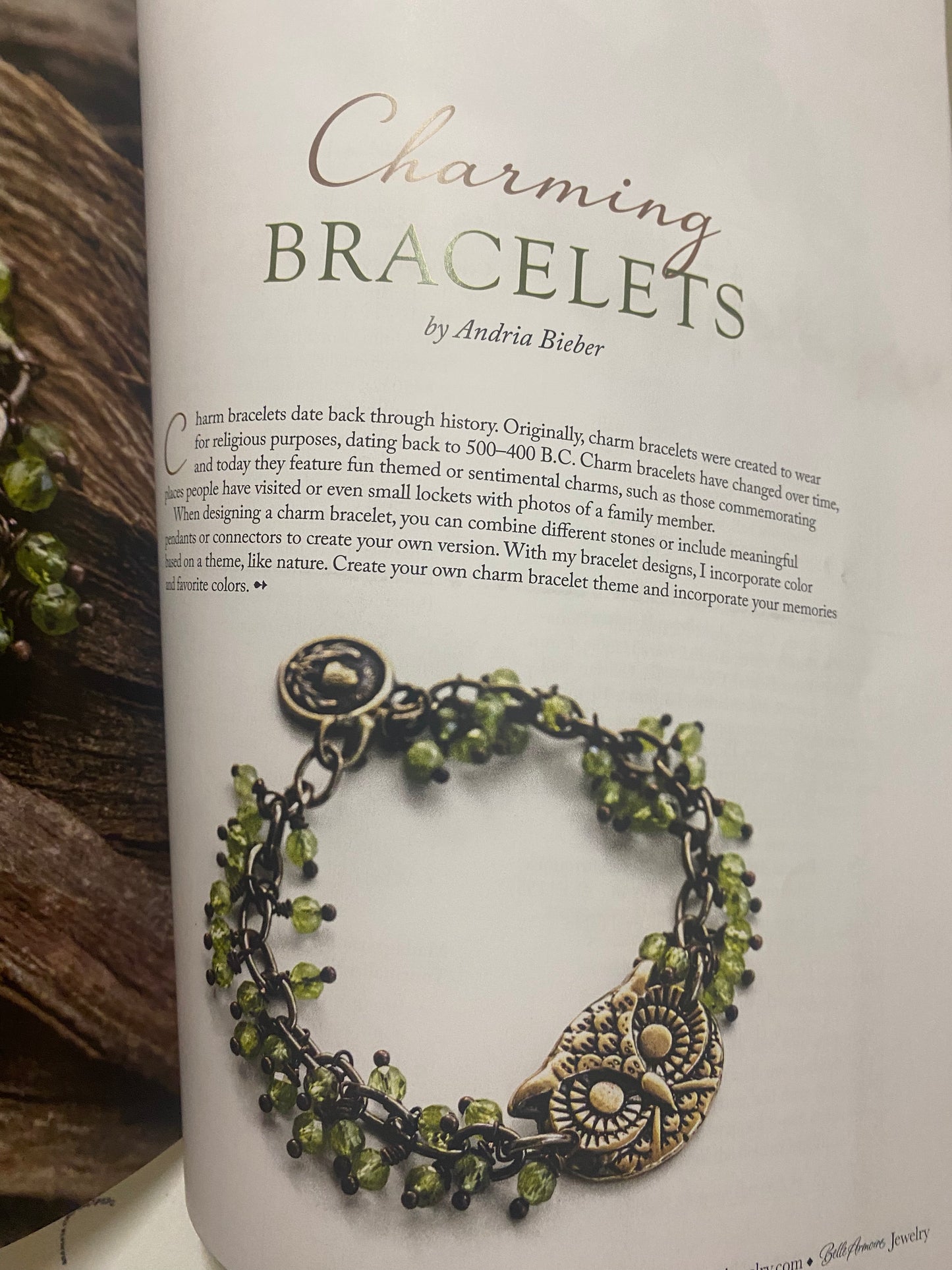Prehnite gemstone, handmade bracelet, bronze metal, jewelry - Andria Bieber Designs 