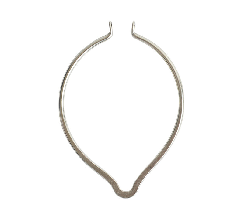 Antique Silver metal, Open oval point, hoops