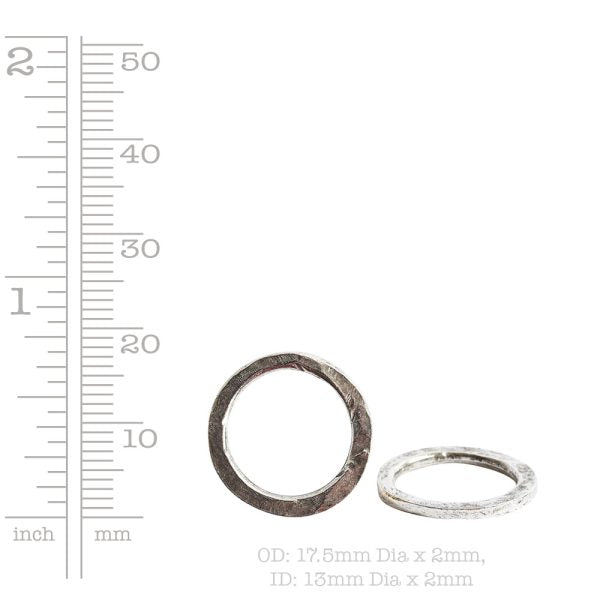Round Hoop, 18mm, sterling silver metal, textured