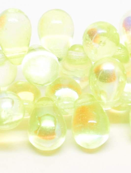 6x9mm Neo Mint Celestial Drops, yellow glass