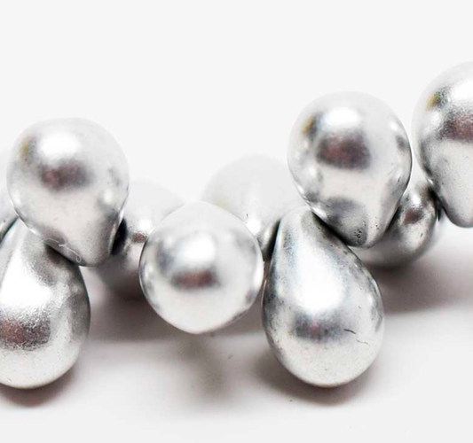 6x9mm Silky Silver Drops