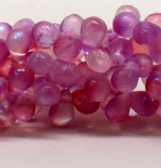 4x6mm Pink Celestial Etched Drops