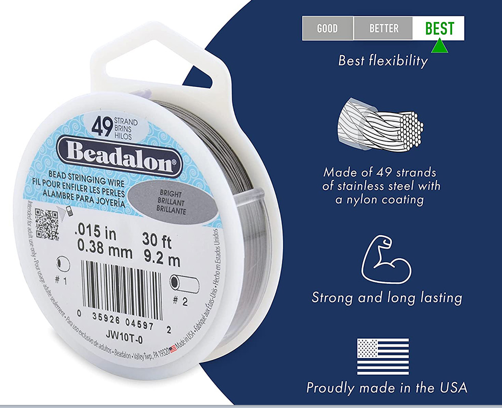 Beadalon Bright .0021 in / 0.53 mm, 30 ft