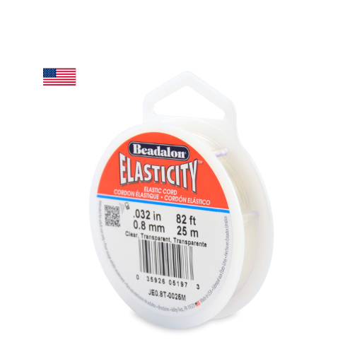 Beadalon Elasticity Stretch Cord,  0.8 mm / .032 in, Clear, 25 m / 82 ft