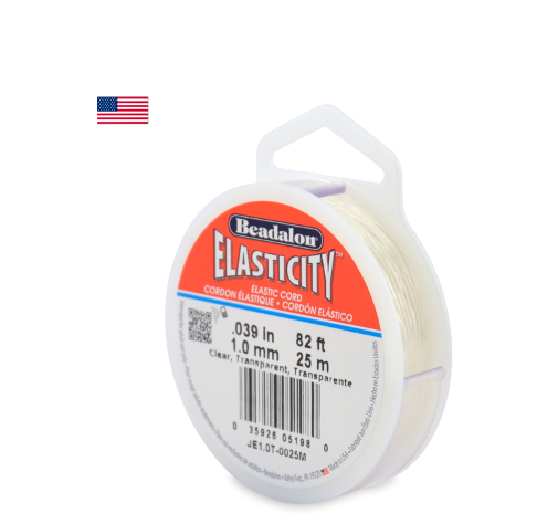 Beadalon Elasticity Stretch Cord, 8.0 mm / .039 in, Clear, 25 m / 82 ft
