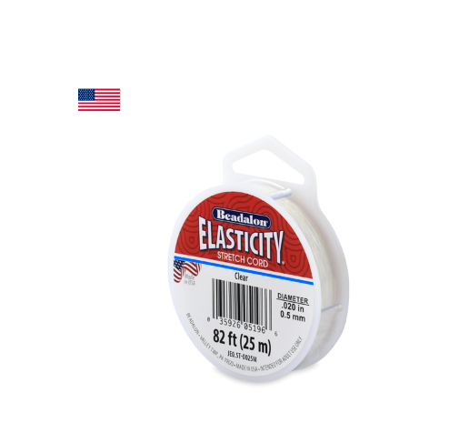 Beadalon Elasticity Stretch Cord, 0.5 mm / .020 in, Clear, 25 m / 82 ft