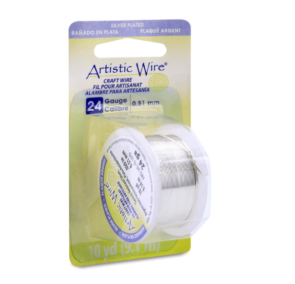 Artistic Wire-Colored Wire, 24 Gauge 10 Yards/Pkg, Natural Non-Tarnish Silver
