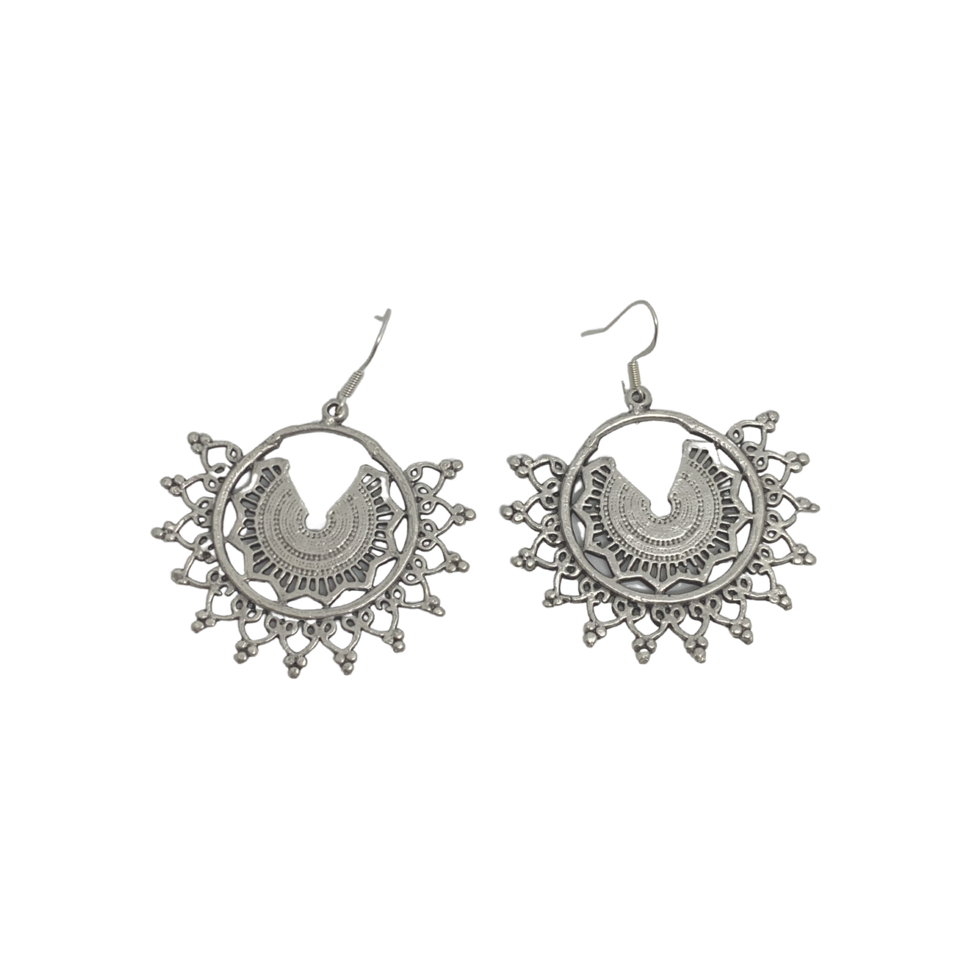 Boho hearts. Sterling silver hoop earrings, jewelry. - Andria Bieber Designs 