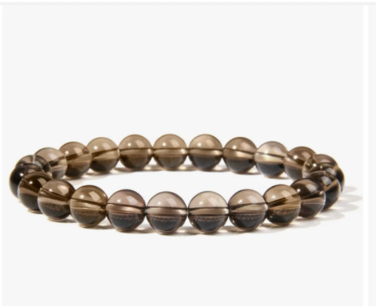 Smokey quartz stone, stretch cording, yoga, bracelet, jewelry. - Andria Bieber Designs 