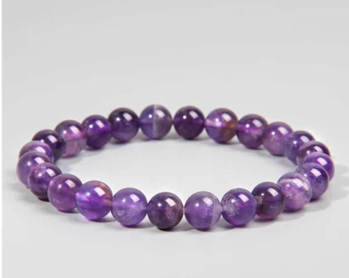 Amethyst  gemstone, yoga, stretch cording bracelet, jewelry. - Andria Bieber Designs 