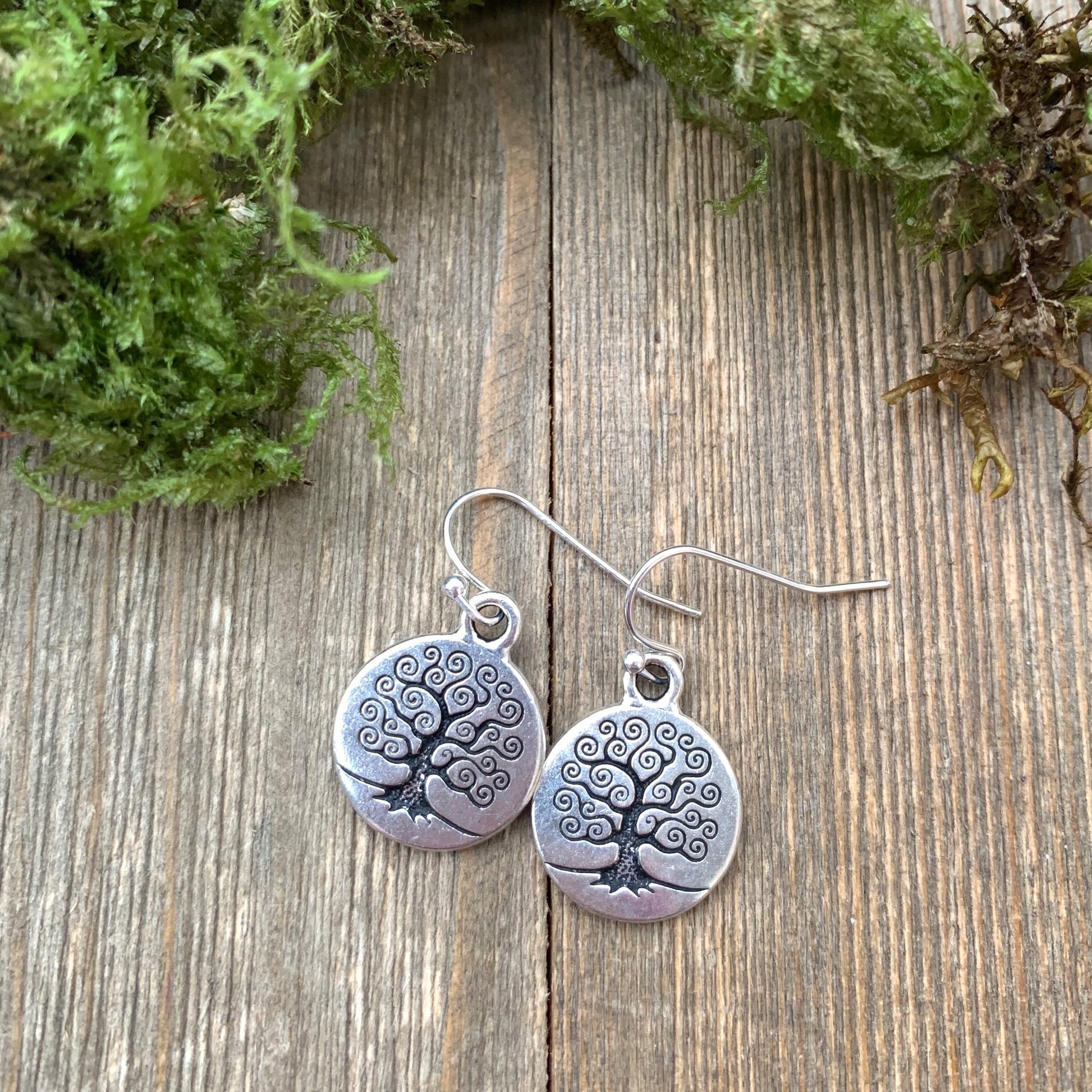 Sterling silver tree of life earrings. Small, jewelry. - Andria Bieber Designs 