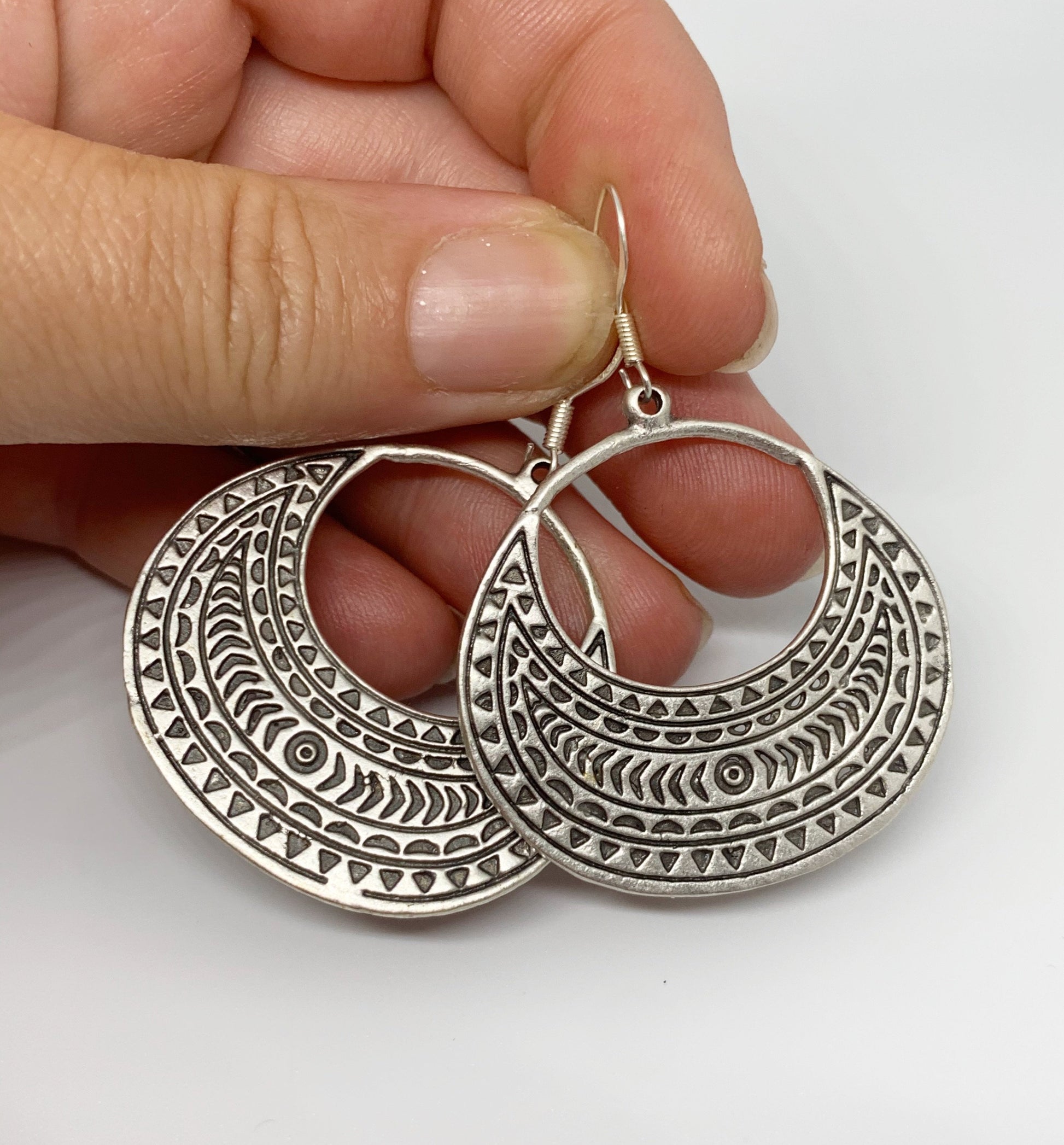 Sterling silver earrings, boho diamond design, jewelry. - Andria Bieber Designs 