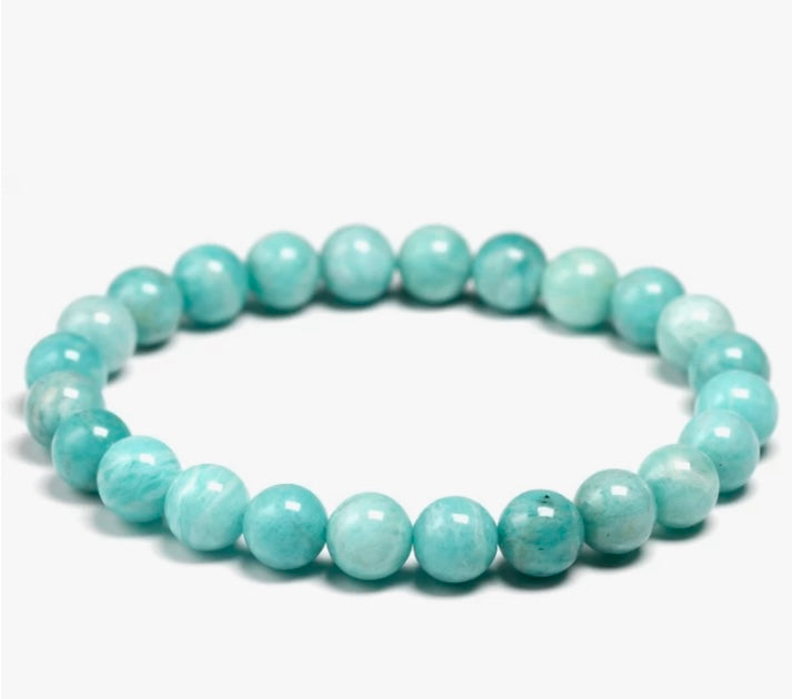 Amazonite stone, stretch cording, yoga, bracelet, jewelry. - Andria Bieber Designs 
