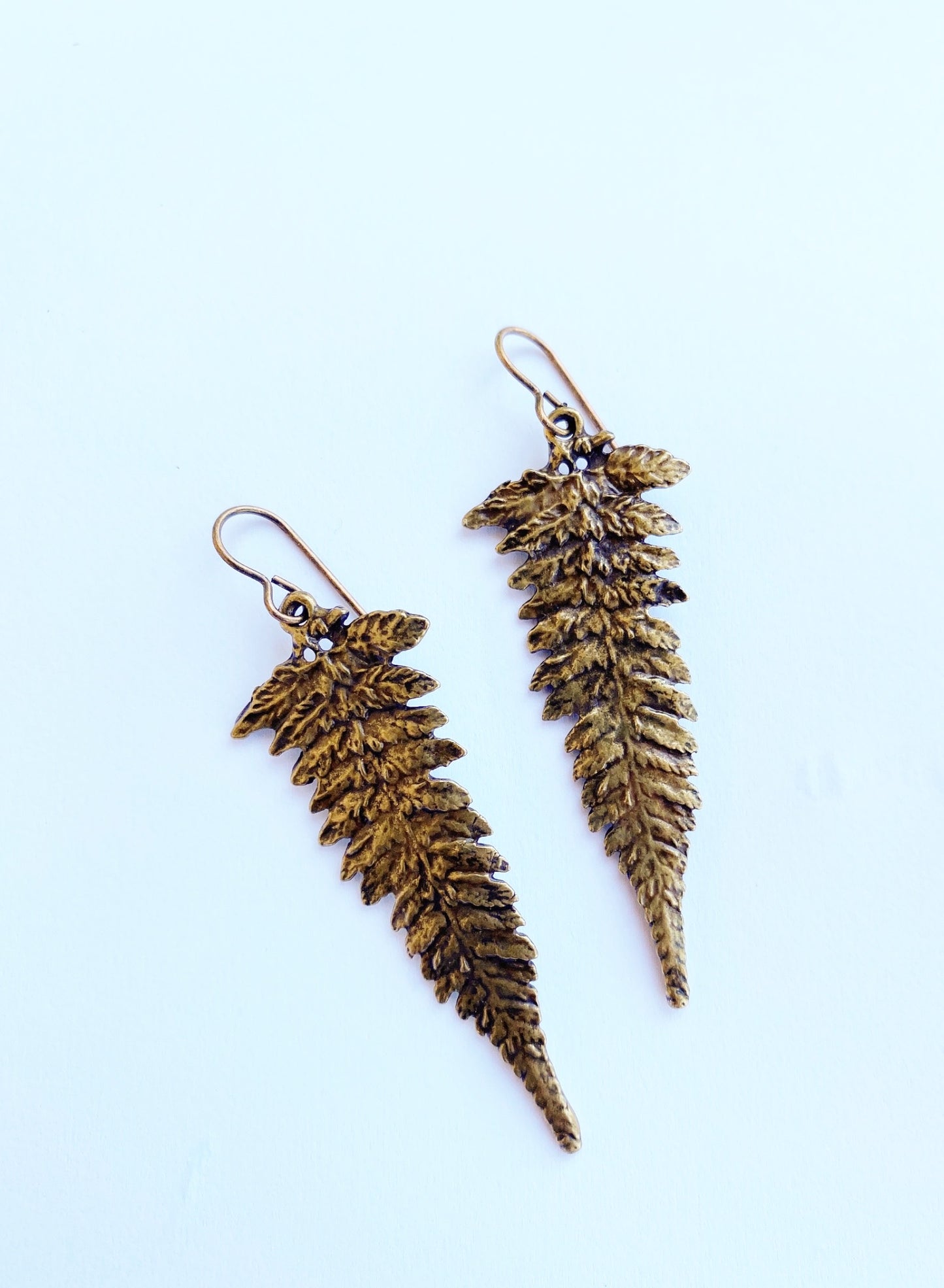 Bronze Ferns. Fern detailed bronze charm earrings. - Andria Bieber Designs 