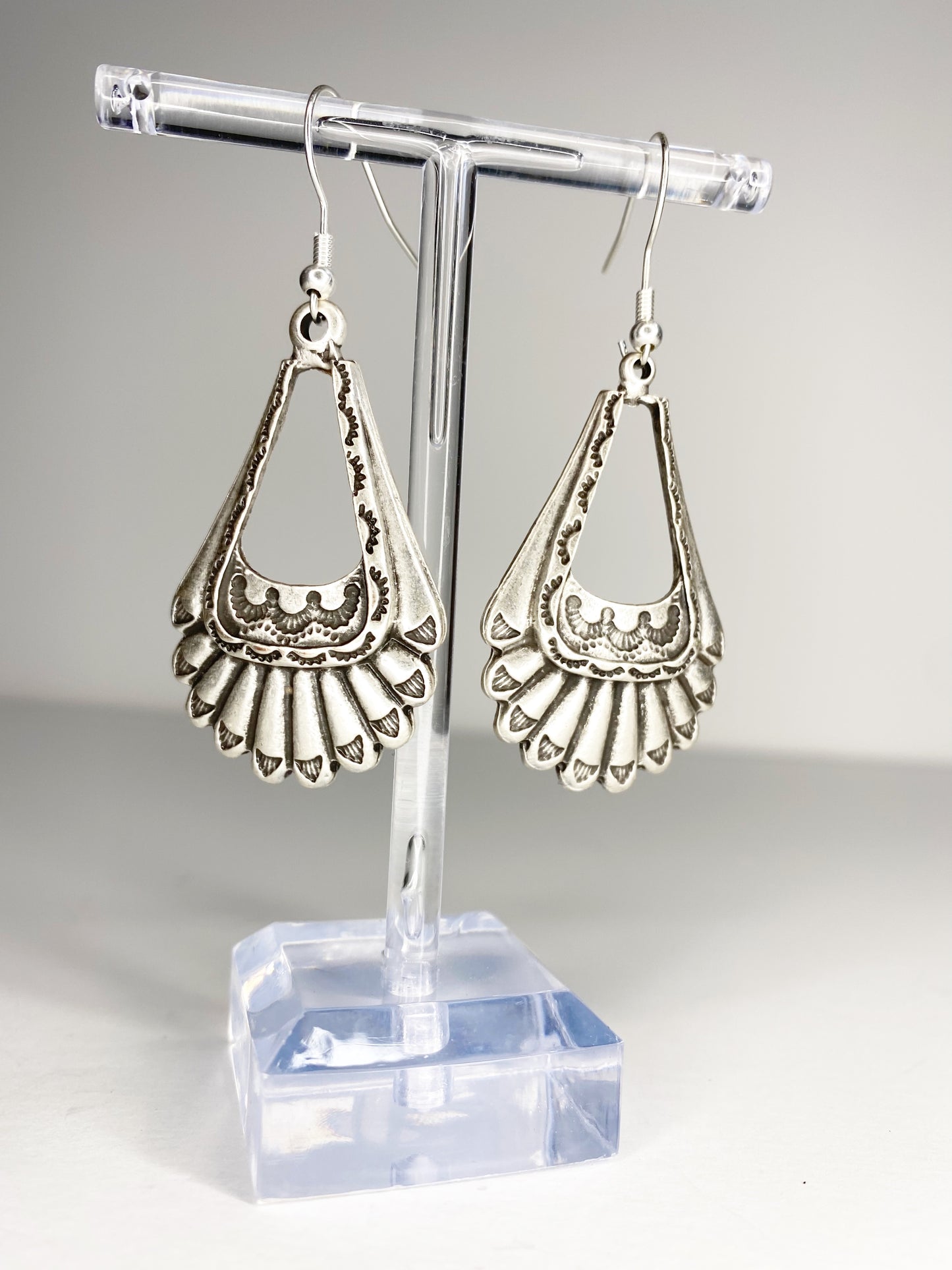 Boho drop charm silver earrings, Sterling silver jewelry - Andria Bieber Designs 