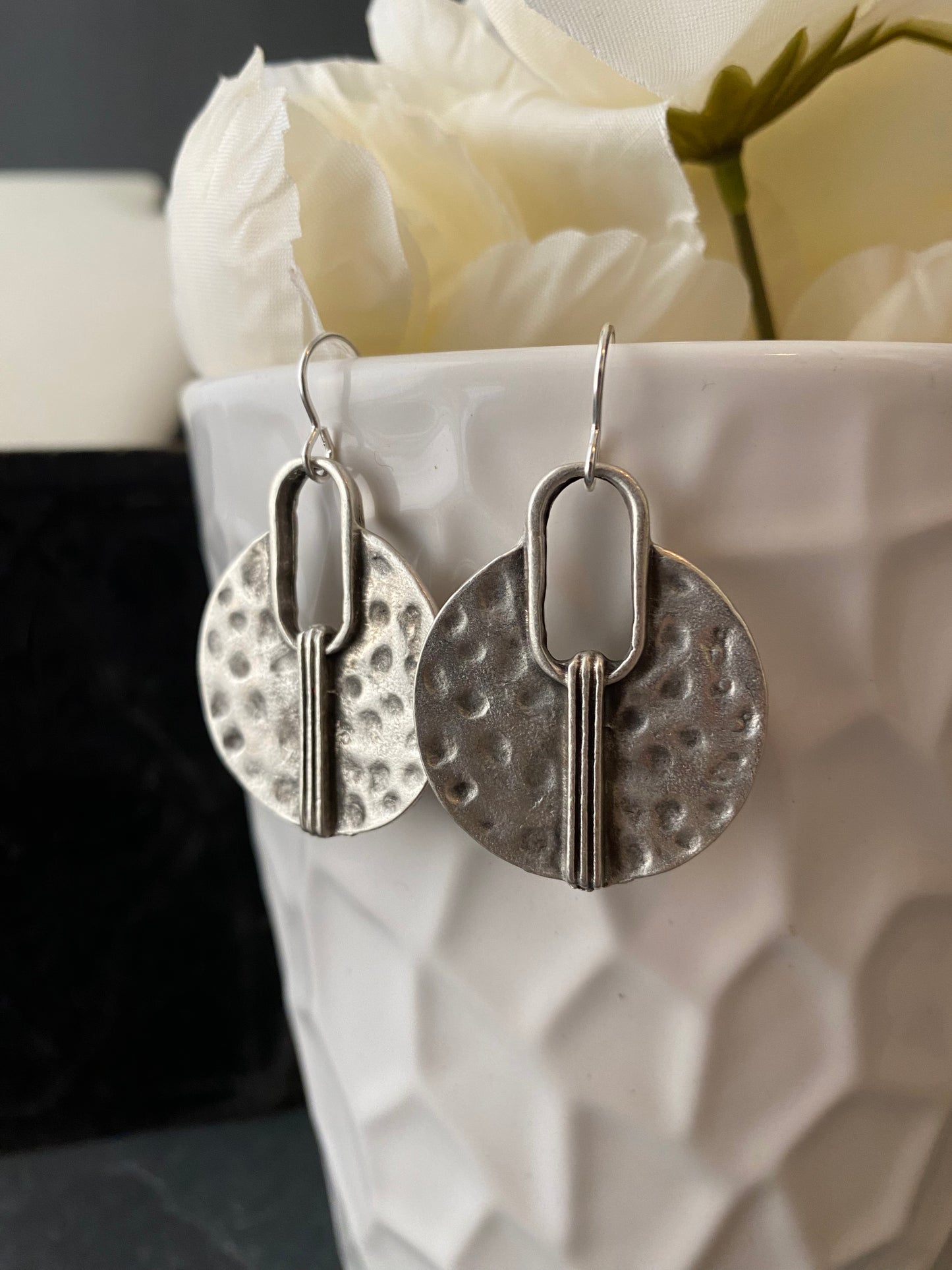 Sterling silver earrings, textured, modern, jewelry. - Andria Bieber Designs 