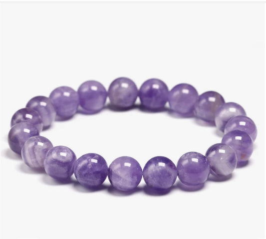 Amethyst  gemstone, yoga, stretch cording bracelet, jewelry. - Andria Bieber Designs 