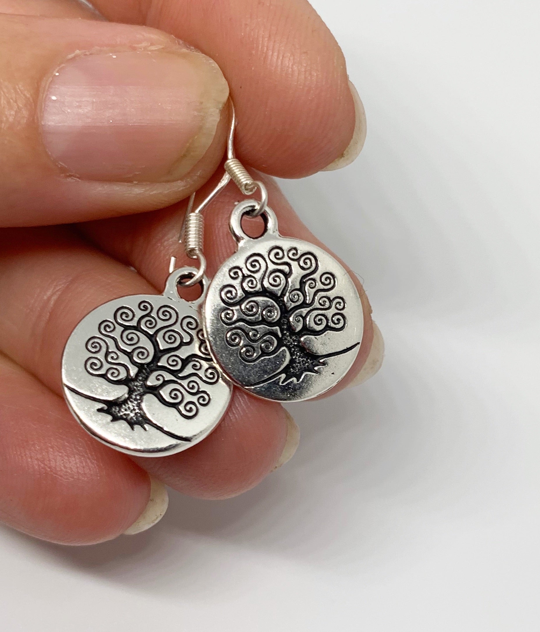 Sterling silver tree of life earrings. Small, jewelry. - Andria Bieber Designs 