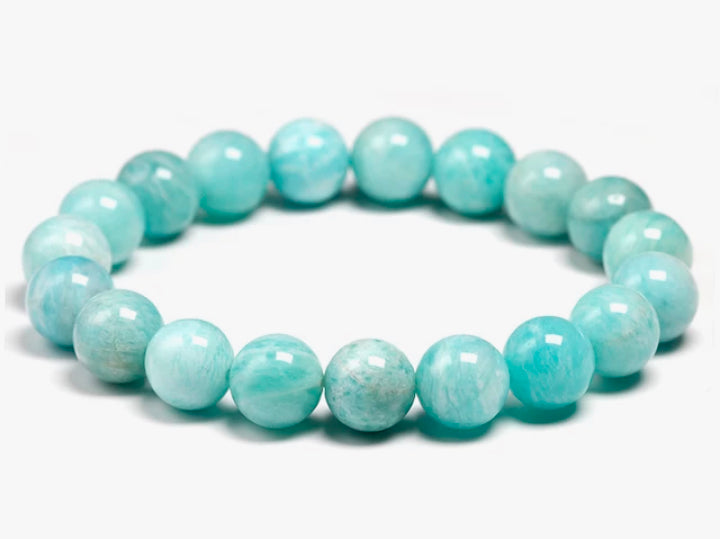 Amazonite stone, stretch cording, yoga, bracelet, jewelry. - Andria Bieber Designs 