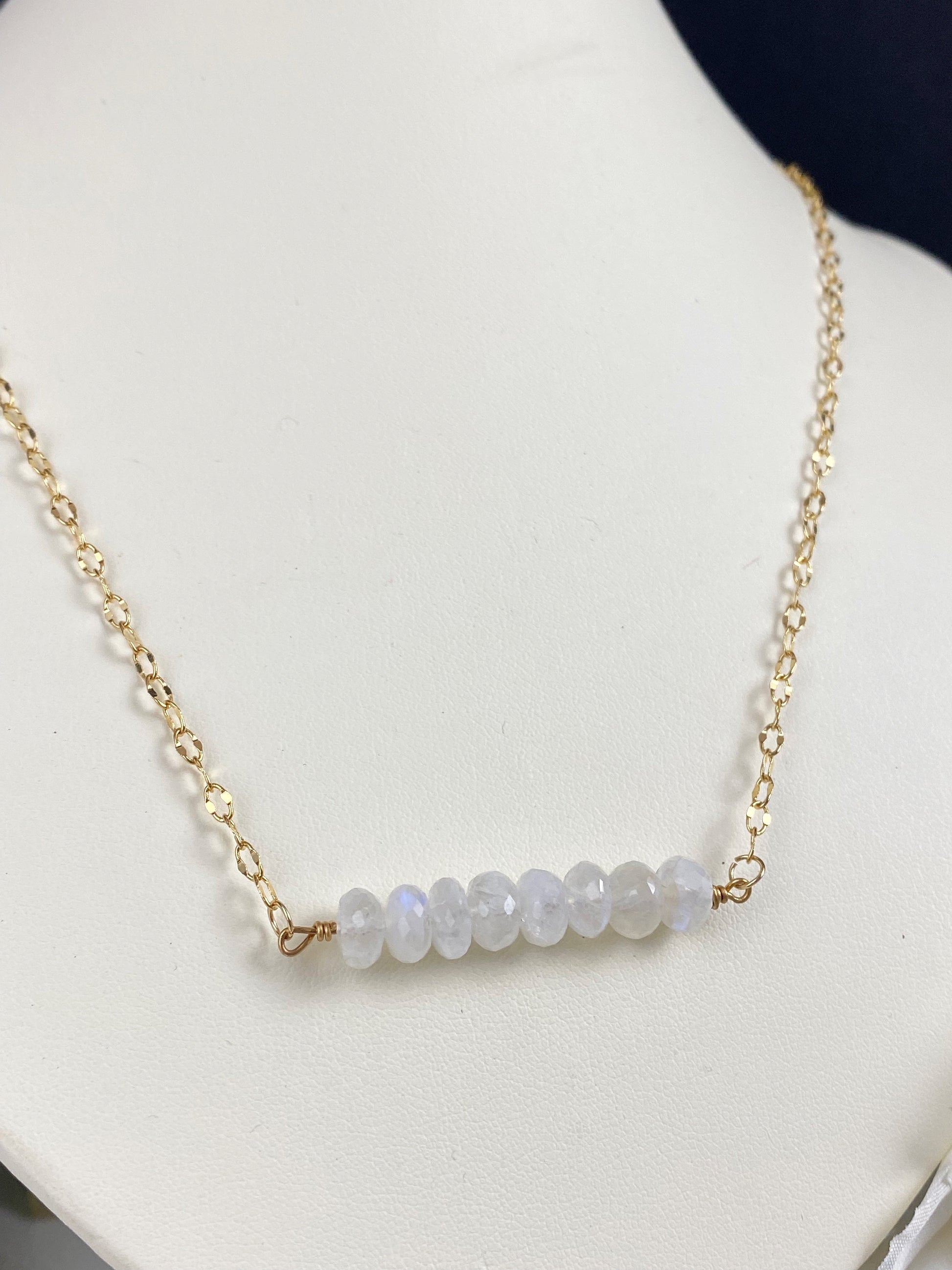 Moonstone pendant bar, gold necklace, jewelry - Andria Bieber Designs 