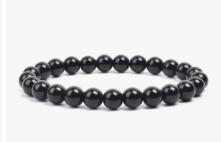 Black onyx stone, stretch cording, yoga, bracelet, jewelry. - Andria Bieber Designs 
