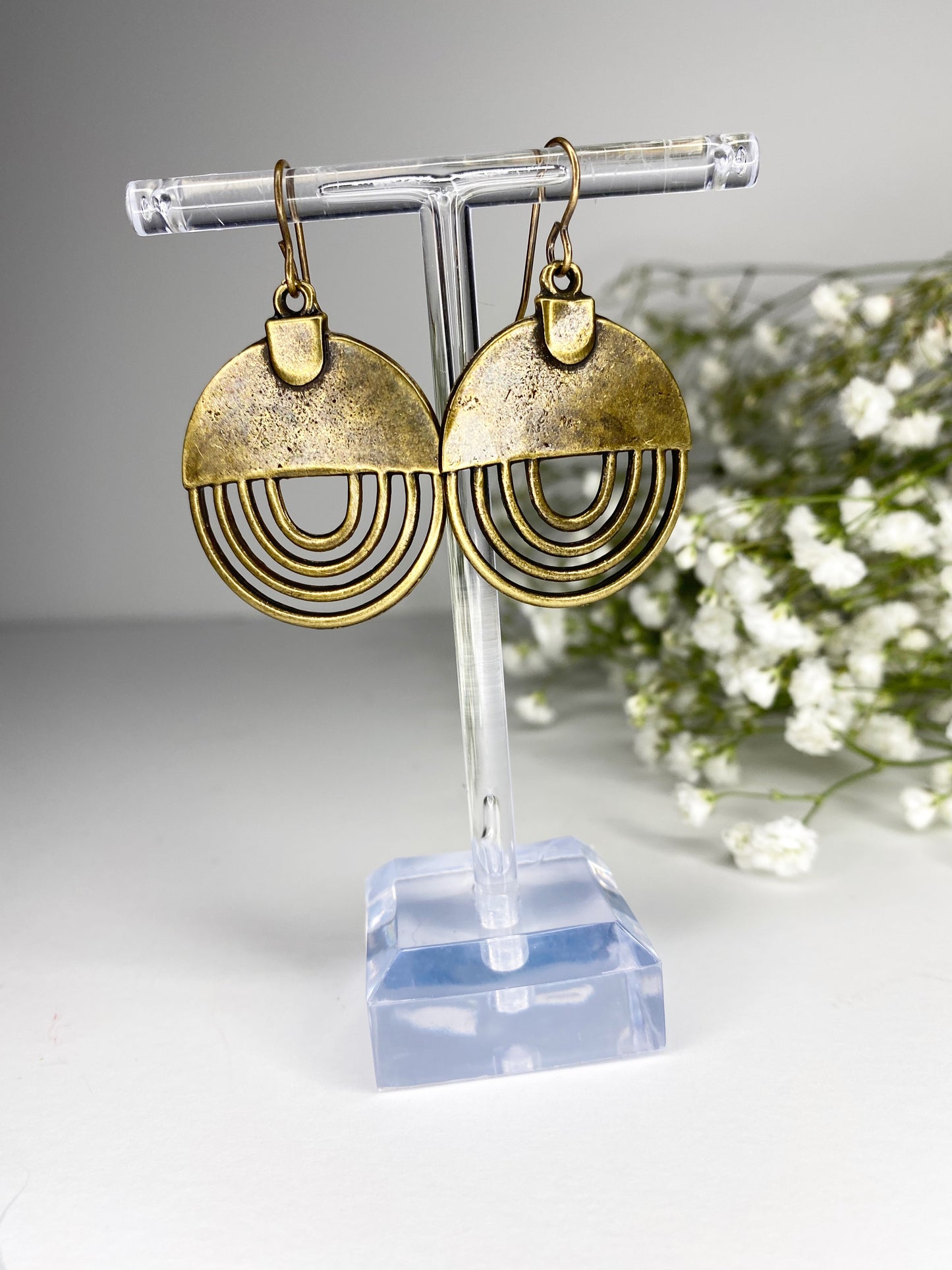 Bronze modern charm earrings, Bronze metal, jewelry - Andria Bieber Designs 