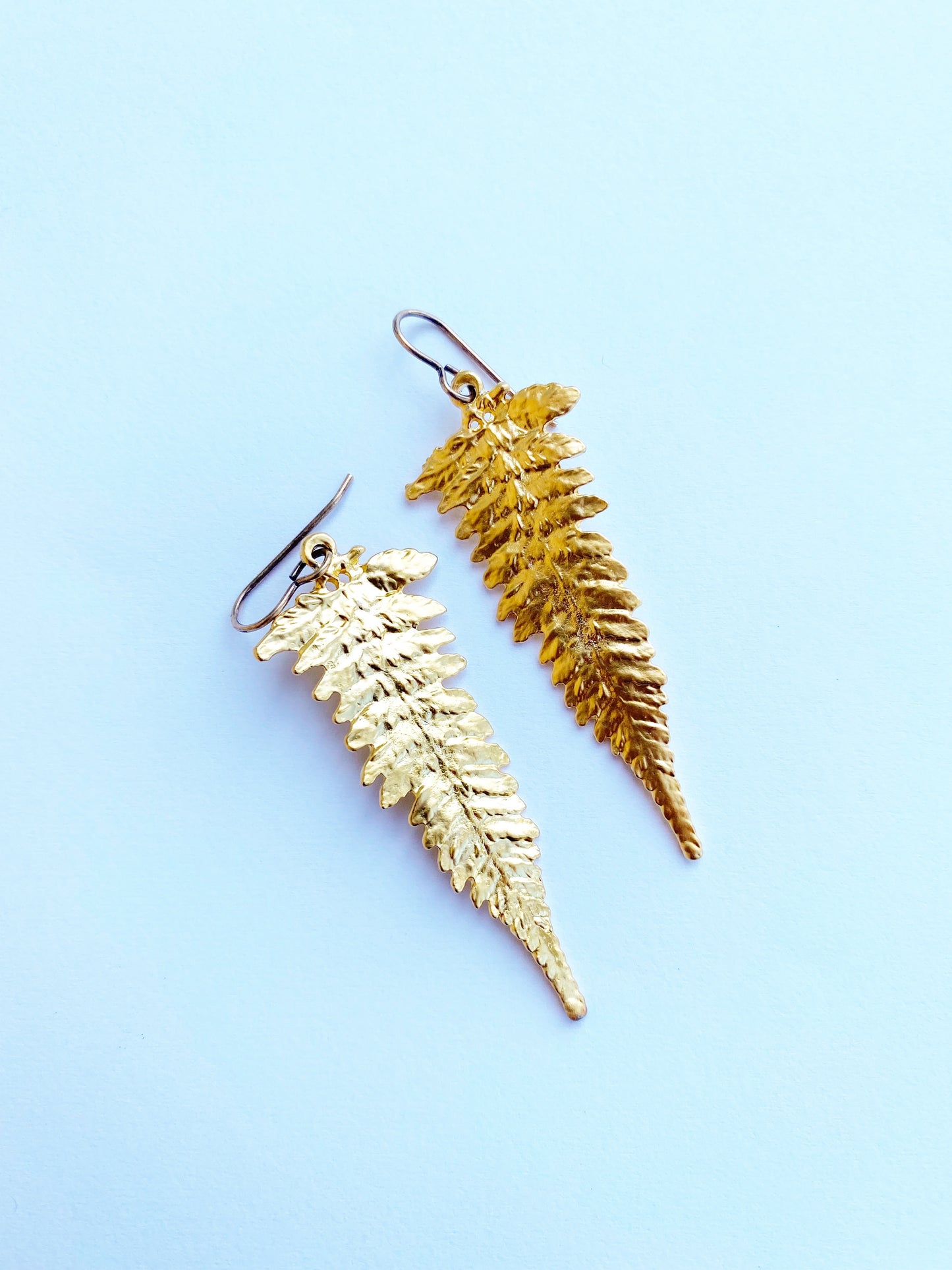 Gold Ferns. Fern detailed gold charm earrings. - Andria Bieber Designs 