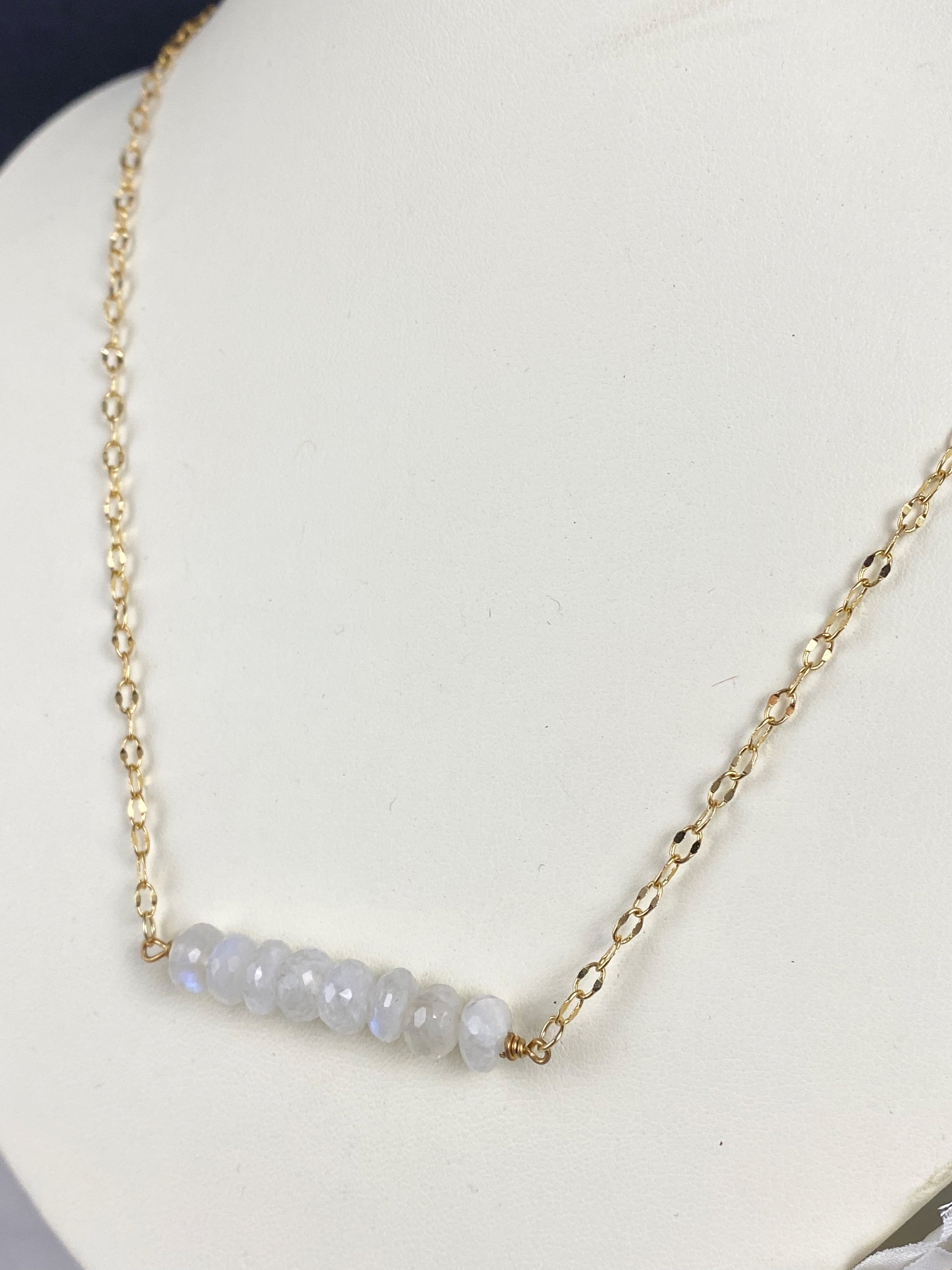Moonstone pendant bar, gold necklace, jewelry - Andria Bieber Designs 