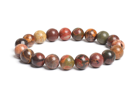 Red Creek jasper stone, banded, stretch cording, yoga, bracelet, jewelry. - Andria Bieber Designs 