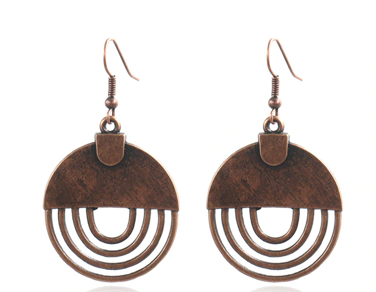 Copper metal, Round Drop, copper earrings - Andria Bieber Designs 