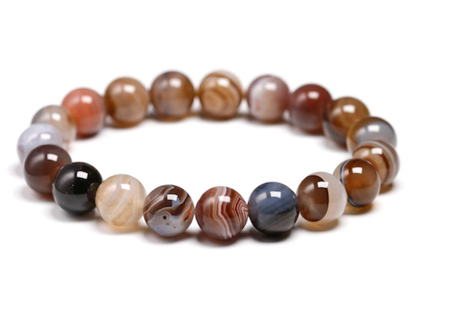 Botswana Agate stone, stretch cording, yoga, bracelet, jewelry. - Andria Bieber Designs 
