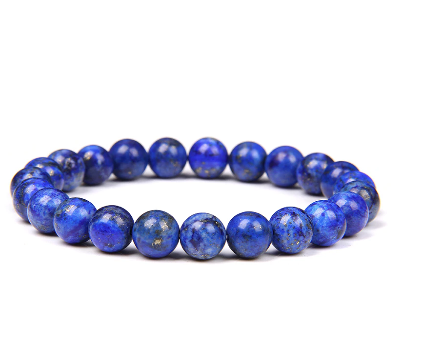 Lapis lazuli, blue stone, stretch cording, yoga, bracelet, jewelry. - Andria Bieber Designs 