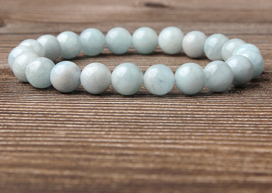 Blue Aquamarine stone, stretch elastic bracelet, jewelry - Andria Bieber Designs 
