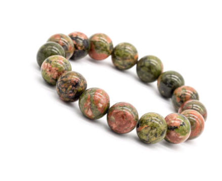 Unakite Beads stone, stretch elastic bracelet, jewelry - Andria Bieber Designs 
