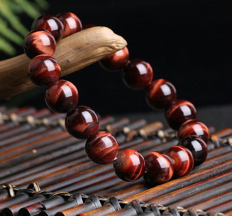 Red tiger eye stone, stretch elastic bracelet, jewelry - Andria Bieber Designs 