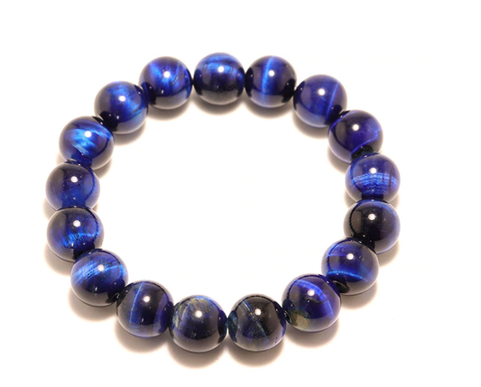 Dark blue tiger eye stone, stretch elastic bracelet, jewelry - Andria Bieber Designs 
