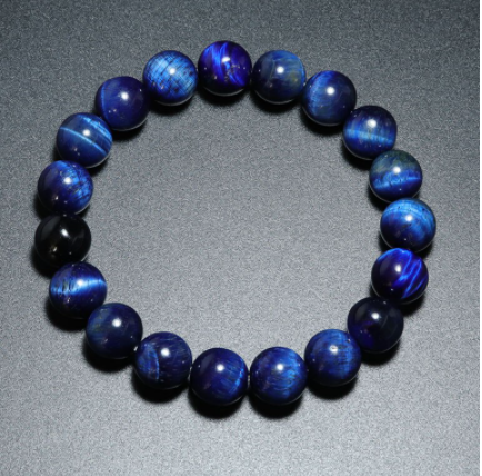 Dark blue tiger eye stone, stretch elastic bracelet, jewelry - Andria Bieber Designs 